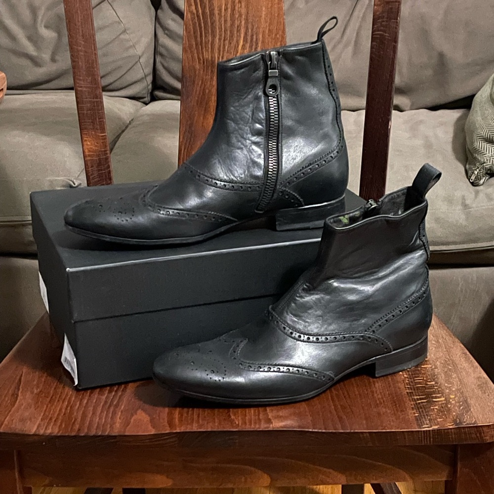 Paul Smith Pradesh Nero Dip Dye Wash Leather Shoes